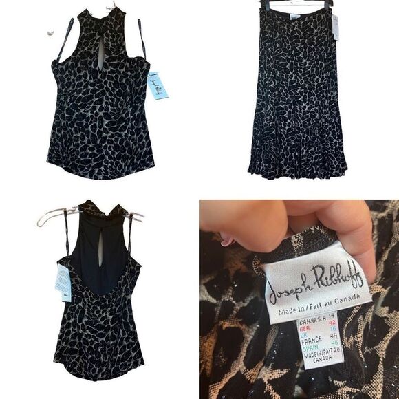 Joseph Ribkoff Two Piece Dressy Glittery Leopard Print Skirt and Top Size 14